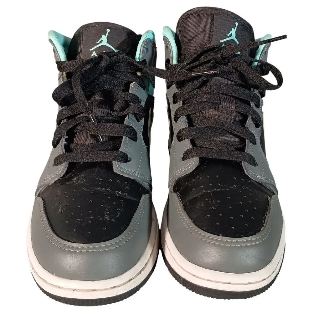 Nike Air Jordan 1 Mid Grey Aqua 554725-063 Size 4.5Y